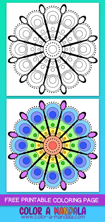Free printable mandala coloring page. Have fun coloring in this simple design. Art by The Mandala Girl at www.color-a-mandala.com  #freecoloringpages #mandala #adultcoloring #mindfulness
