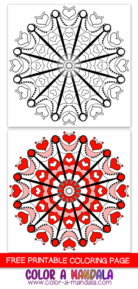 Hearts mandala by Color a Mandala 