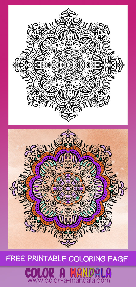 Fancy star coloring page by Color a Mandala