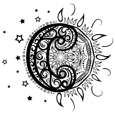 Sun and Moon Mandala coloring page