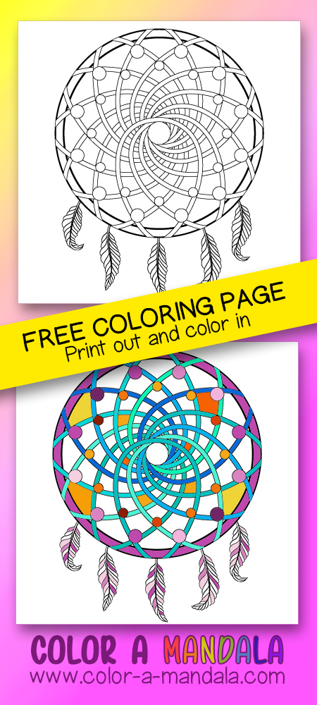 Dreamcatcher coloring page by Color a Mandala