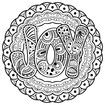 Joy Mandala coloring page