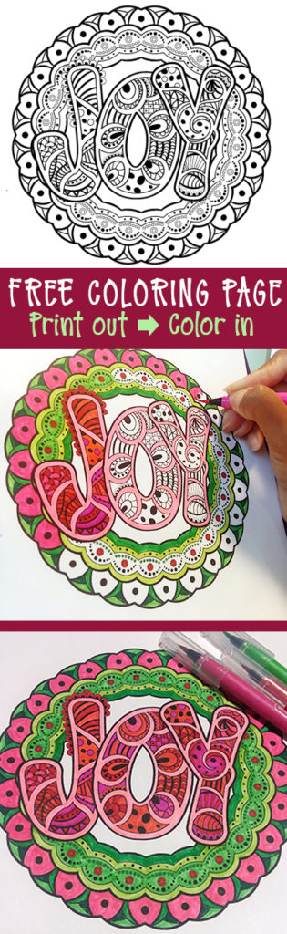 Joy Zen Doodle coloring page by Color a Mandala
