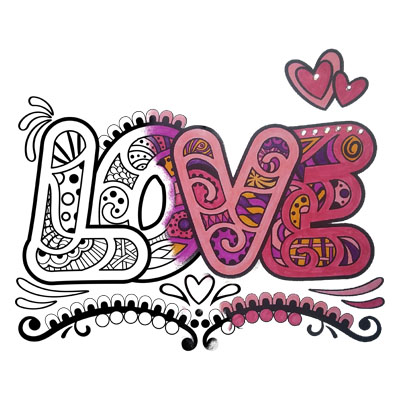 Printable LOVE coloring page