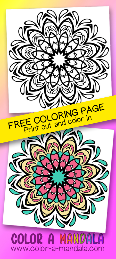 Free mandala coloring page by Color A Mandala.