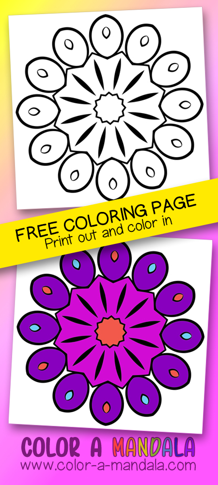 Simple printable mandala coloring page by Color a Mandala