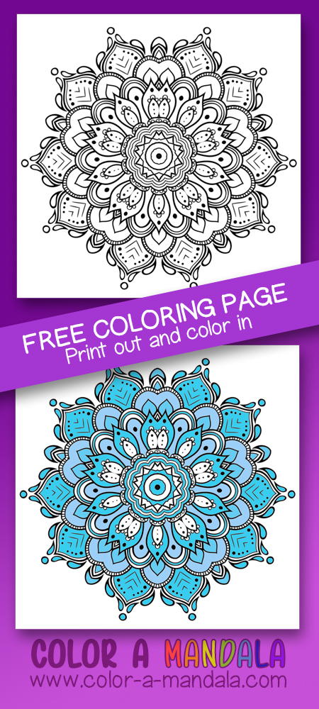 This coloring page of a flower shaped mandala is free to download and print.