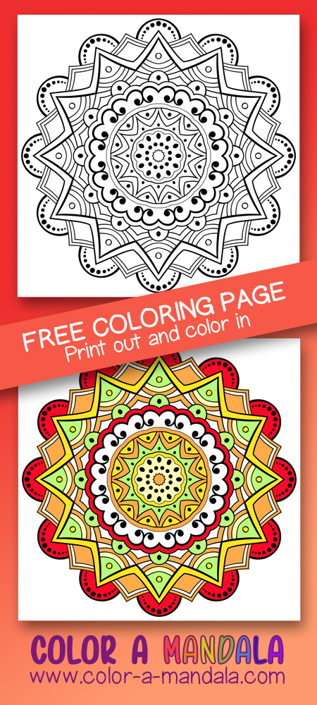 Fun mandala coloring page. Free to download and print.