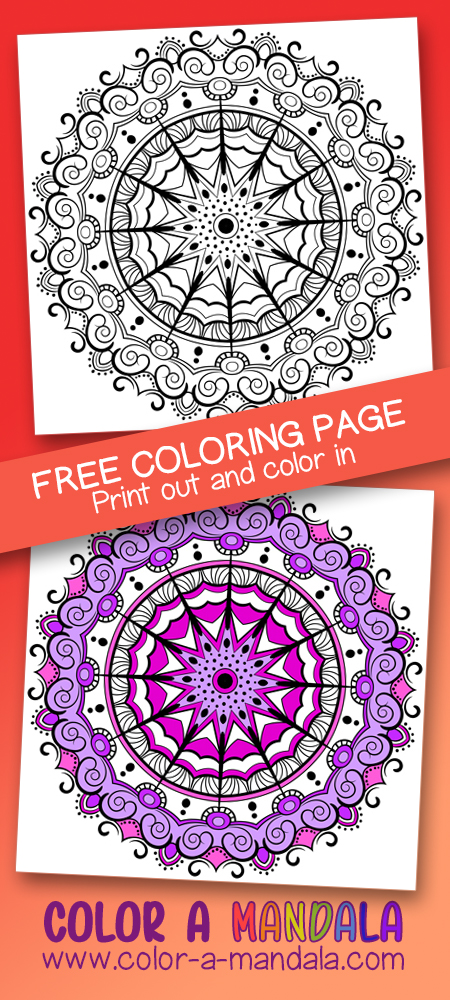 This fancy mandala coloring page looks great when colored in. It's free to download and print.
