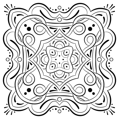 Square mandala coloring page