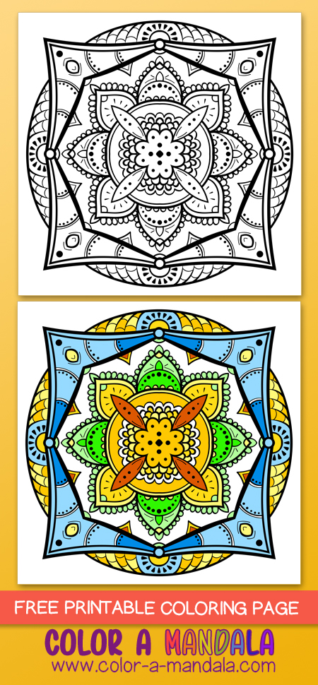 Take a moment to relax while coloring in this free mandala coloring page. The design is medium difficulty and will give you a good amount of time to enjoy being creative.