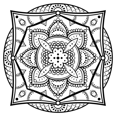 Square circle mandala coloring page