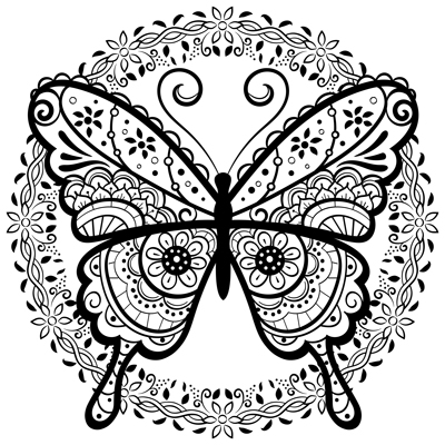 Butterfly mandala coloring page
