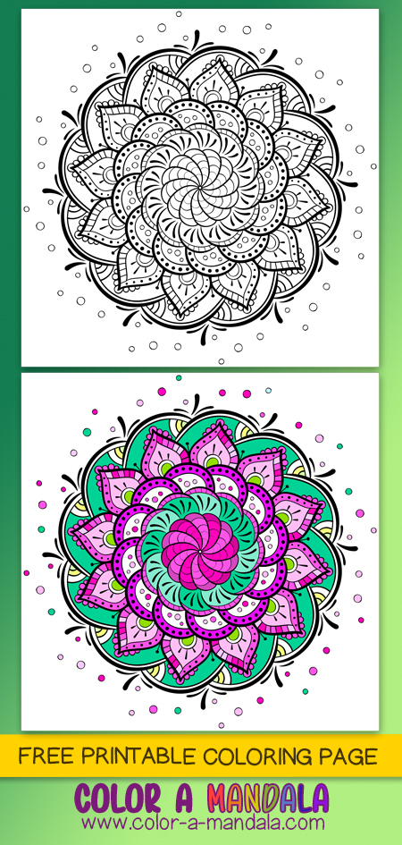 This mandala coloring page is free to print. You can also save it as a pdf for printing out later.