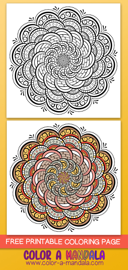 This free mandala coloring page has lots of different shapes to color in. Have fun exploring your creativity while you color it in.
