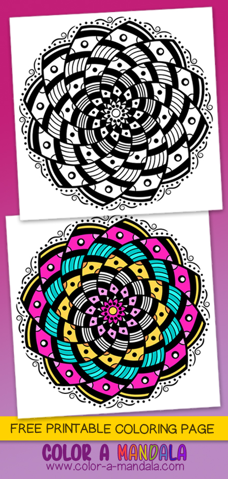 Even before coloring it, this spiral mandala makes an impact. Add a bit of color, and it looks really dramatic. 