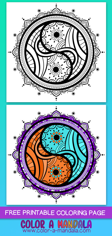 You'll be able to meditate on balance and harmony while coloring in this yin yang coloring page.

Coloring is a fun and creative activity.  Focusing on coloring is a great way to practice mindfulness and being aware of the moment.

