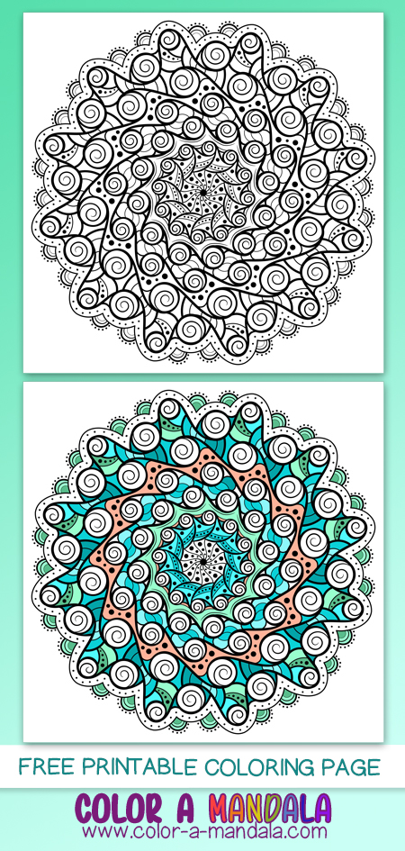 This free coloring page has multiple layers of swirls. Maybe it reminds you of scrolls, bubbles, or ocean waves? Its busy design is filled with energy and is lots of fun to color in.