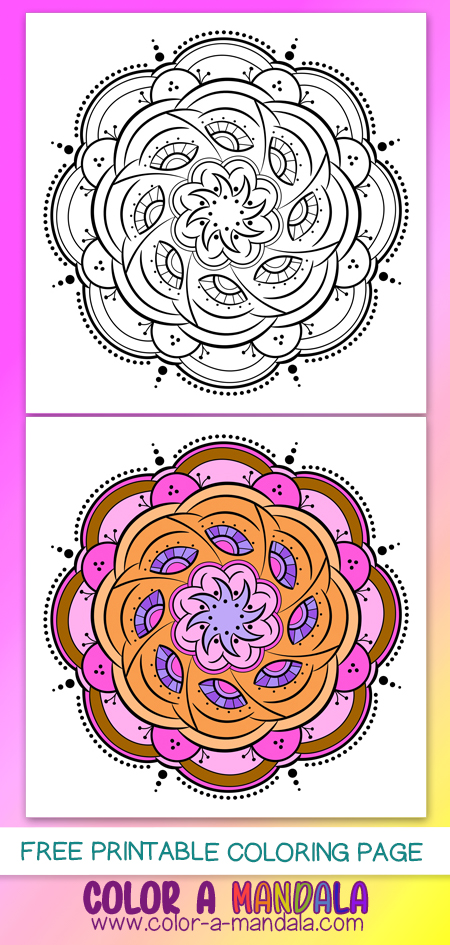 Simple mandala with an abstract but fun design. If you want a design without a lot of detail, this one might be perfect for you!