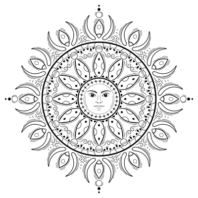 Sun mandala coloring page