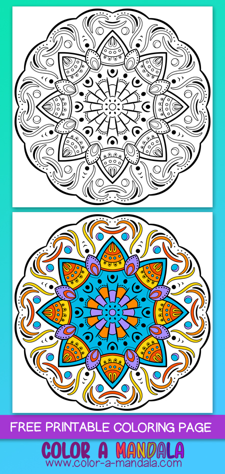 Simple star mandala coloring page. Free to download and print.