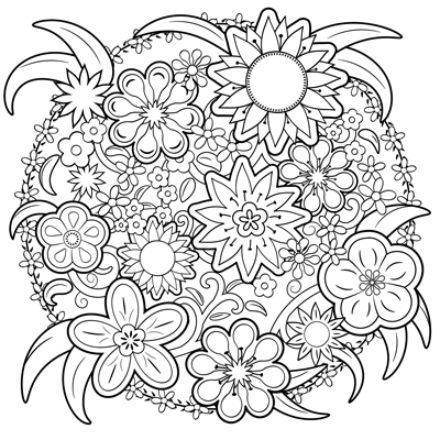 spring garden mandala coloring page