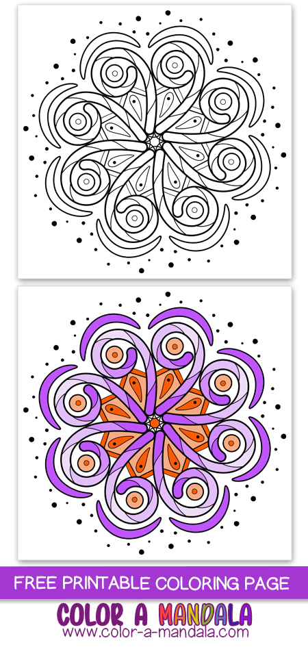 Fun free spiral mandala. Just print it out and color it in.