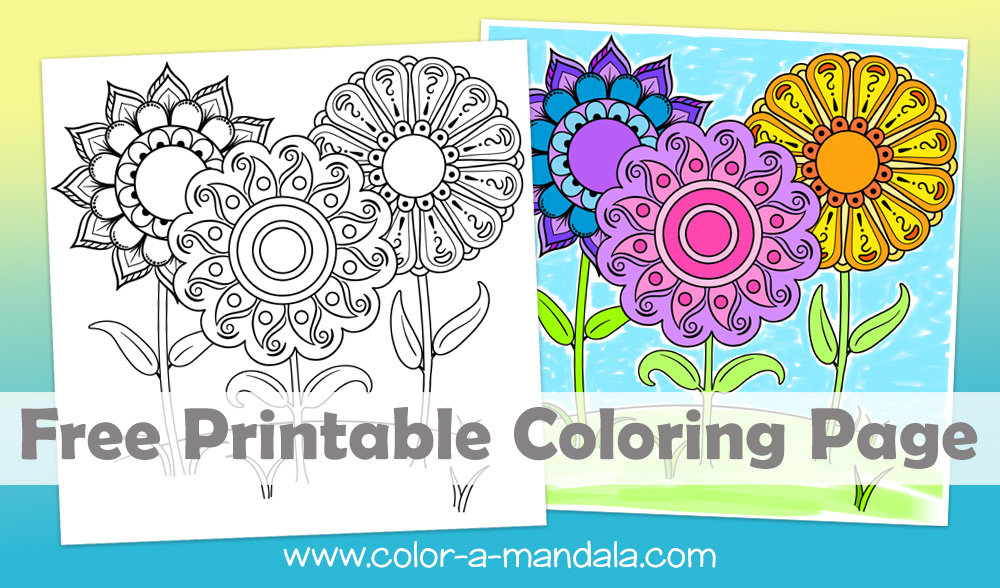 Free printable mandala garden coloring page.