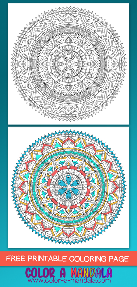 Are you up for a coloring challenge? This mandala coloring page has more small details than the other mandalas on this site. But don't let that deter you! It might take a little longer to color in, but it will create a beautiful mandala when you are finished.