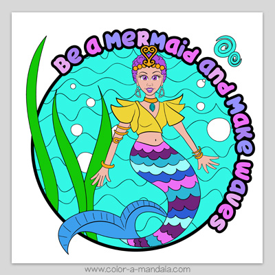 Mermaid coloring page. Free to print and download.
