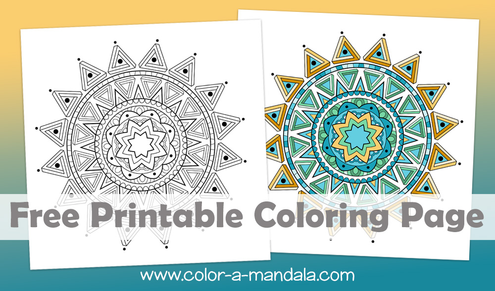 Optical illusion Mandala Coloring page with impossible triangles. Free to download and print.