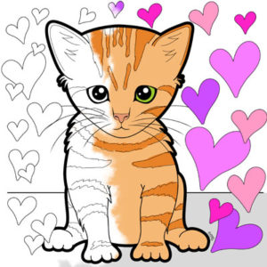 Kitten Love Coloring Page (M130)