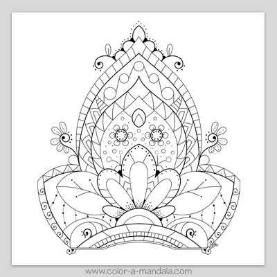 Slice of mandala printable coloring page. 