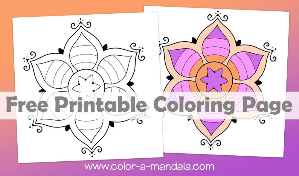 Free printable striped flower mandala coloring page