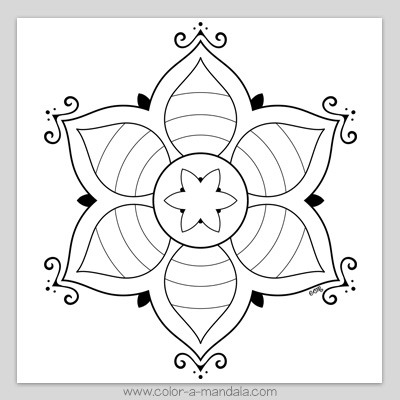 Striped flower mandala coloring page sample.