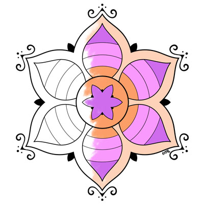 Striped Flower Mandala Coloring Page (M139)