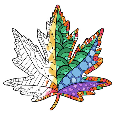 Maple Leaf Zen Doodle Coloring Page (M140)