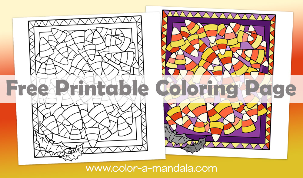 Free printable Halloween Candy Corn coloring page