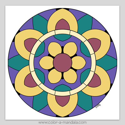 Easy mandala coloring page color inspiration.