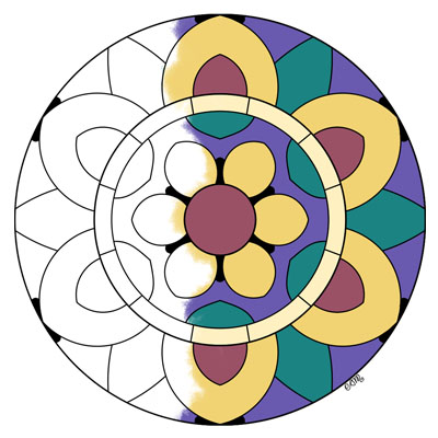 Easy Mandala Coloring Page (M143)