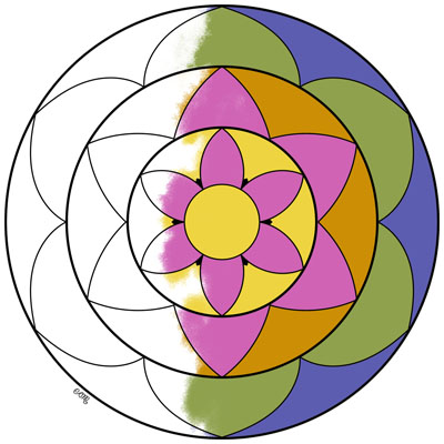 Easy Flower Mandala Coloring Page (M145)