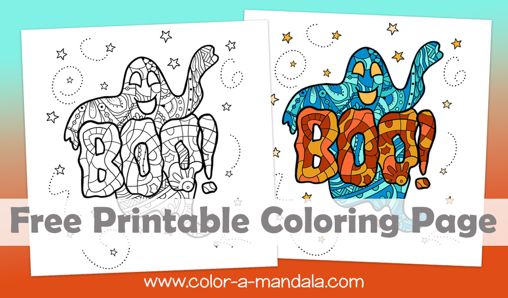 Boo Ghost! Free Printable Halloween coloring page