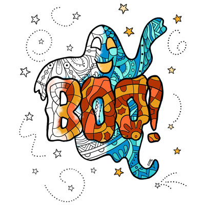 Boo! Ghost Coloring Page (M147)