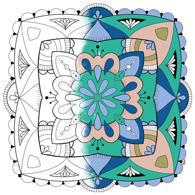 Square Mandala coloring page