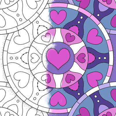 Heart mandala coloring page