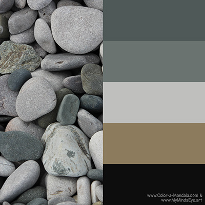 Neutral color palette inspired by river rocks.