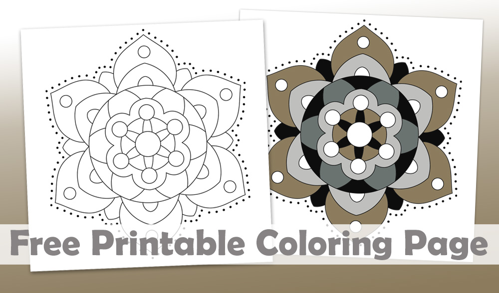 Easy mandala coloring page.  Free printable coloring sheet.