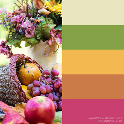 Cornucopia color palette inspiration from Color A Mandala and My Mind's Eye Art
