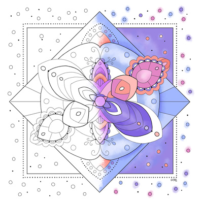 Asymmetrical mandala coloring page by color a mandala