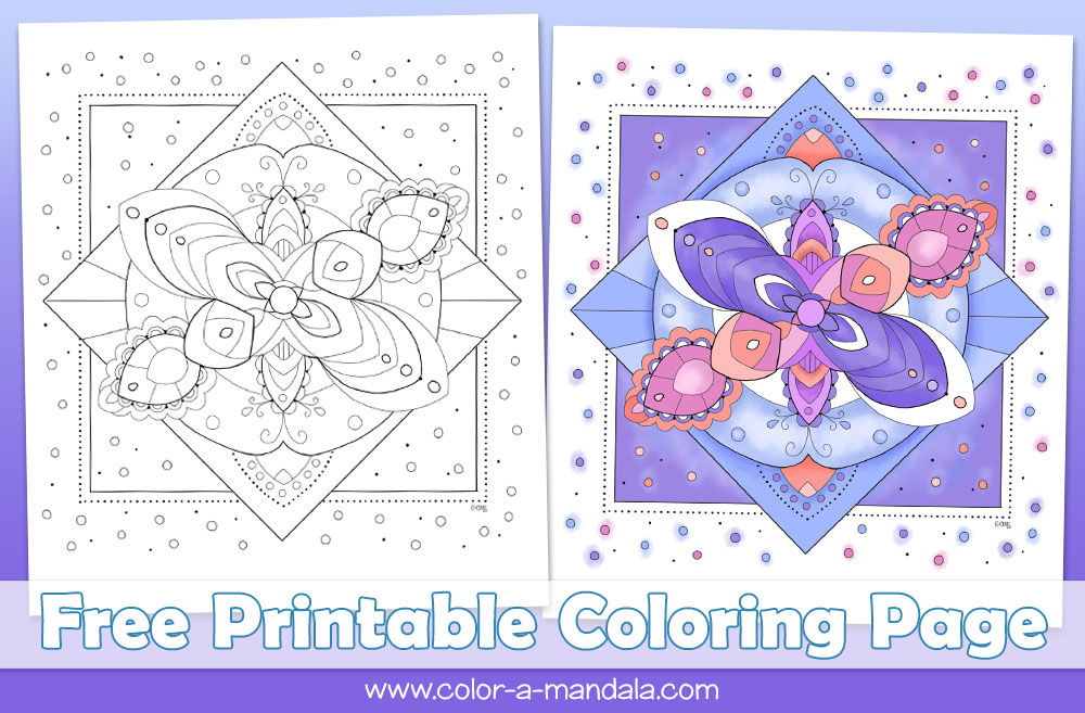 Free Printable pdf coloring page of a mandala by Color-A-Mandala
